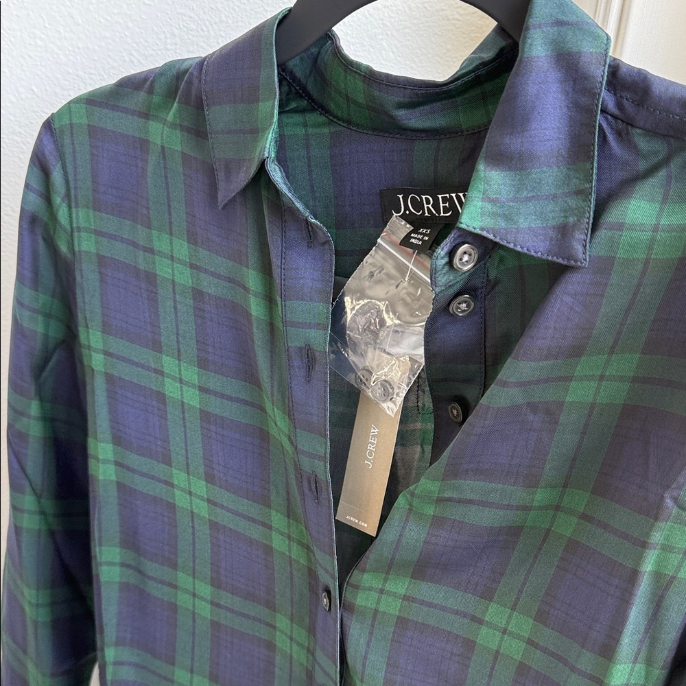 NWT J. Crew Navy and Green Blackwatch Tartan